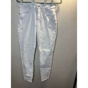 Loft Jeans Womens Size 28/6 Curvy Kick Crop High Rise Light White Denim Raw Hem